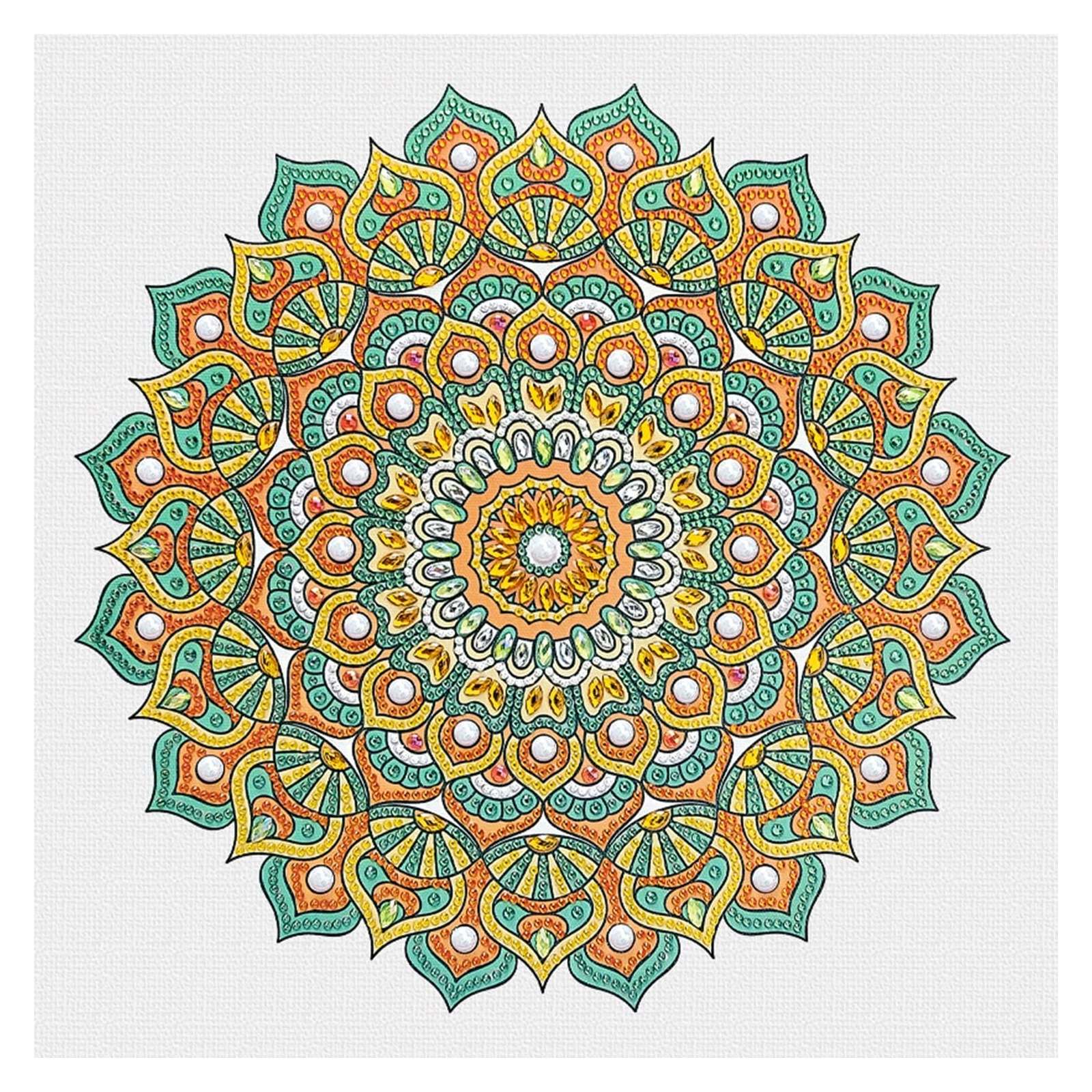 Diamantové malování - mandala oranžovožlutá